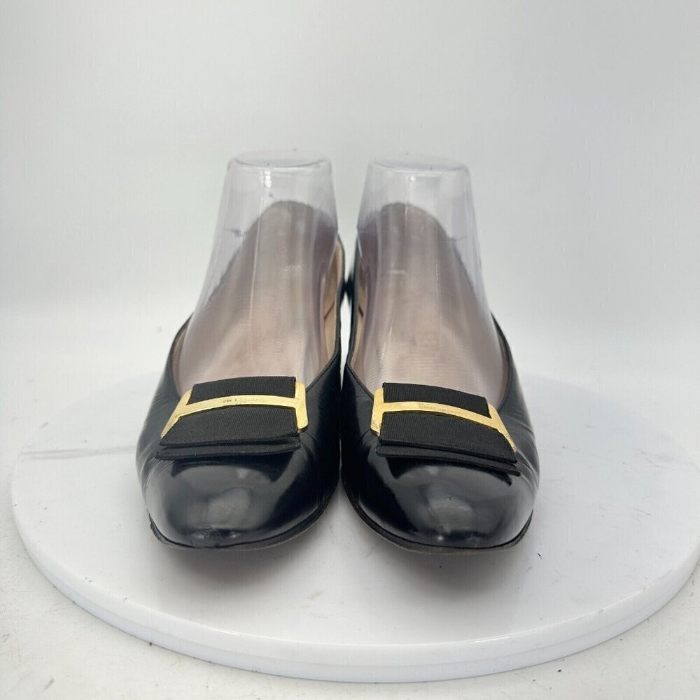 Salvatore Ferragamo Women Size 8.5 AAAA Black Leather Slip On Medium Heel Pump - Picture 3 of 14